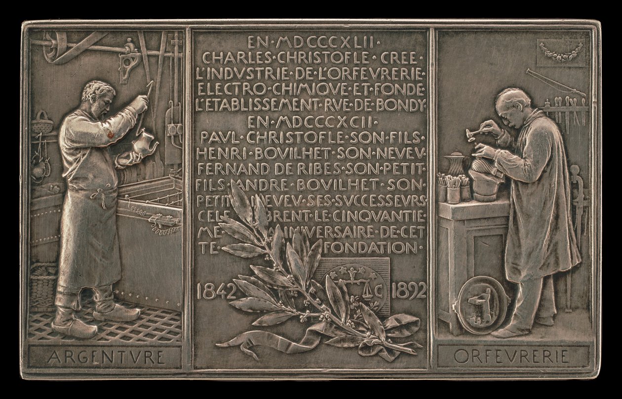 Cinquantesimo anniversario della Compagnia Christofle, 1842-1892 [verso] da Louis Oscar Roty
