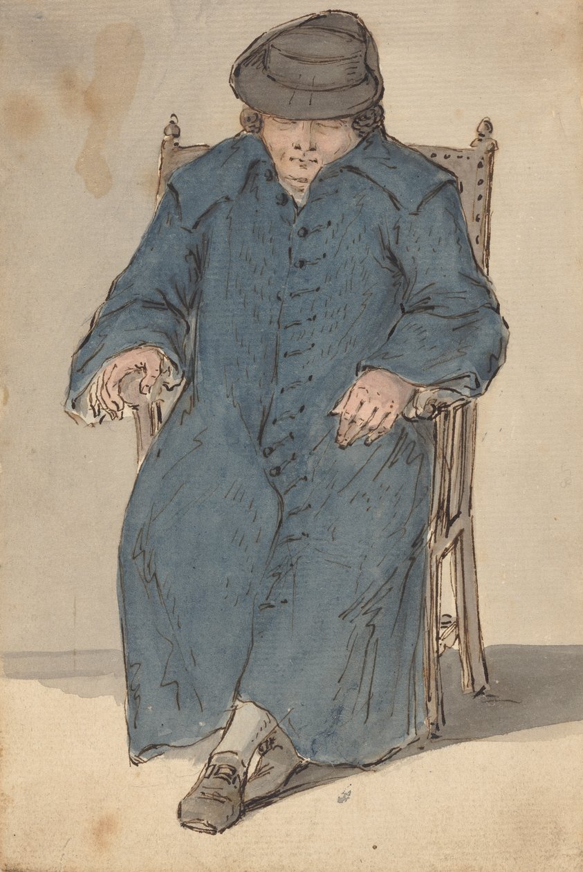 Uomo addormentato in un lungo cappotto blu da Louis Philippe Boitard