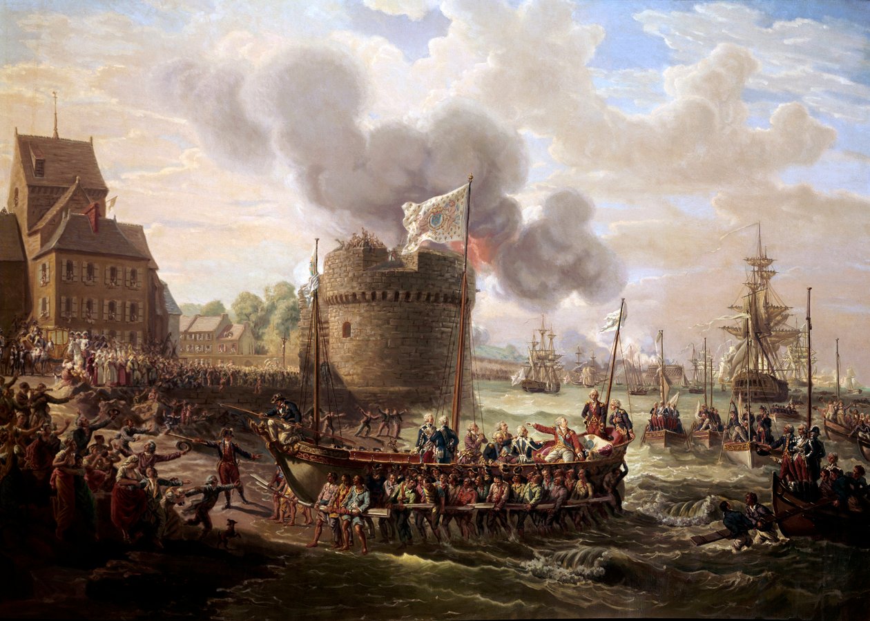 Re Luigi XVI visita i lavori del porto di Cherbourg il 23/06/1786 da Louis Philippe Crepin