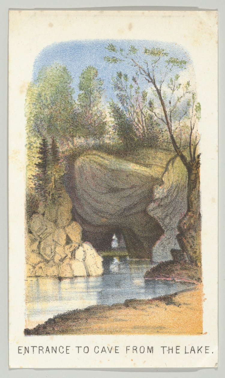 Ingresso alla grotta dal lago, dalla serie, Vedute di Central Park, New York, Parte 2, 1864 da Louis Prang
