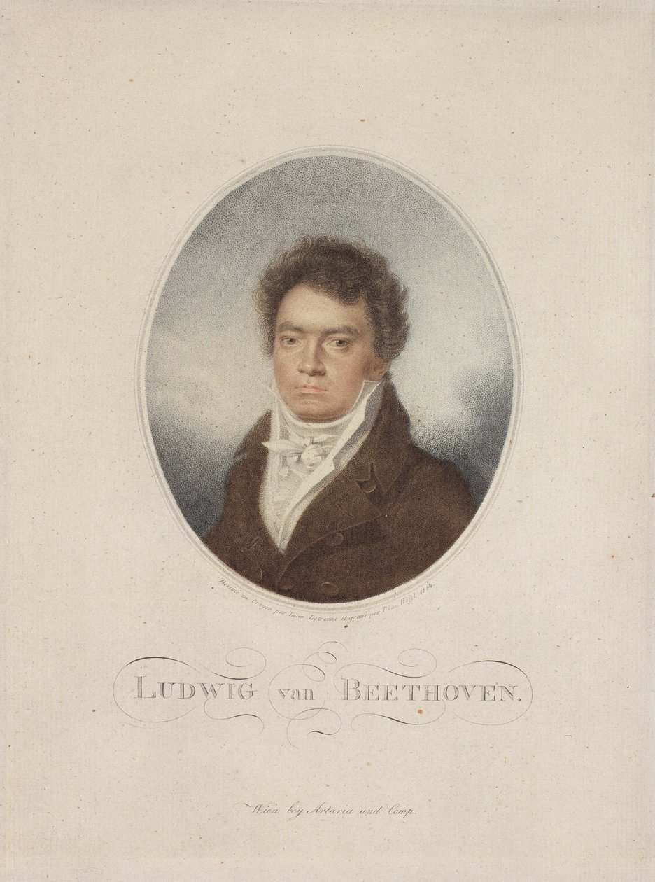 Ludwig van Beethoven (1770-1827) inciso da Blasius Hofel (1792-1863) 1814 da Louis Rene Letronne