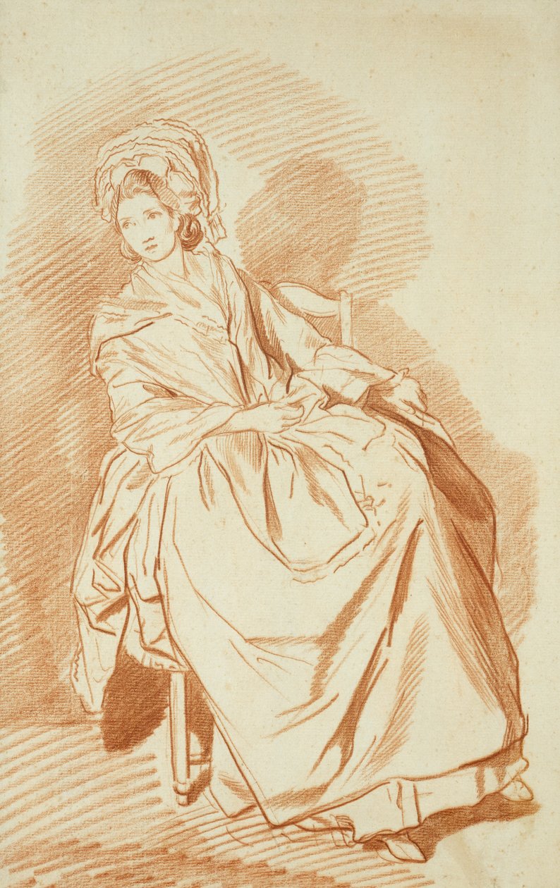 Studio di una signora seduta (gesso rosso su carta) da Louis Rolland Trinquesse
