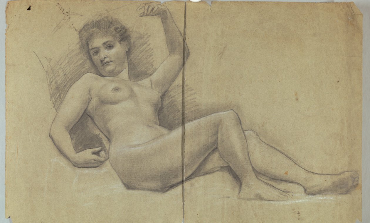Studio di figura nuda reclinata da Louis Schaettle