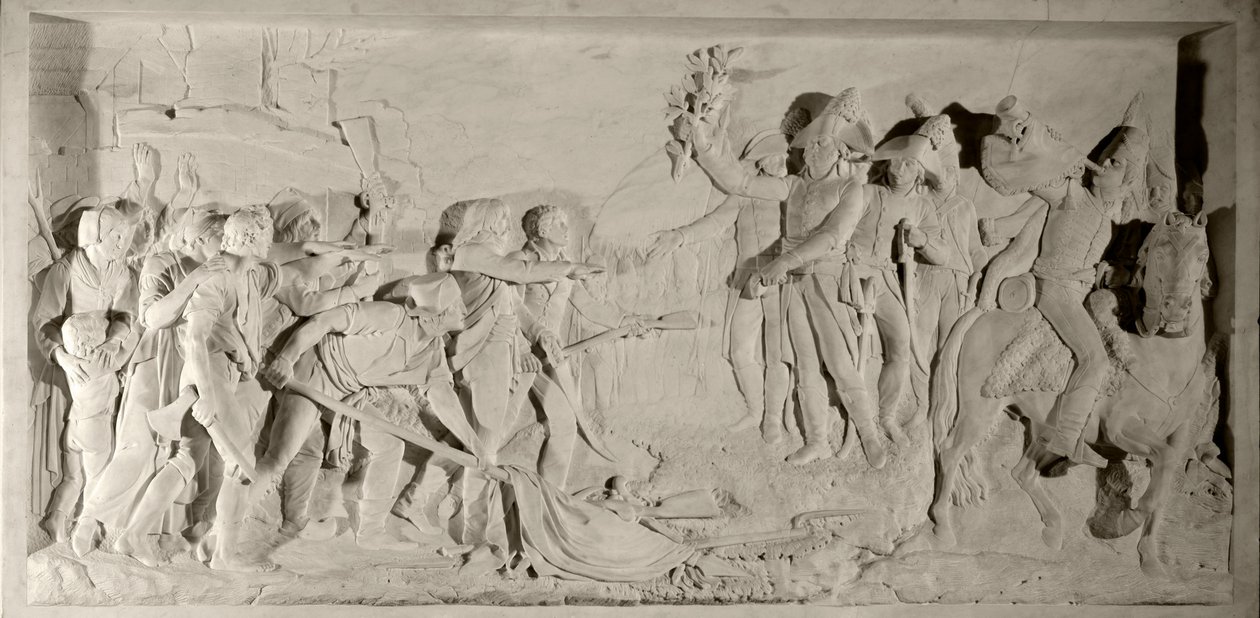 Guerra di Vandea: pacificazione della Vandea da parte del Generale Lazare Hoche nel 1796. Bassorilievo in marmo scolpito da Simon Louis Boizot. 1800. Versailles, museo del castello da Louis Simon Boizot