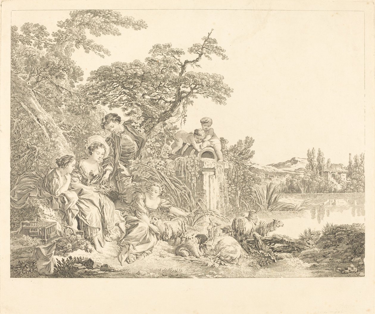 I doni del pastore da Louis Simon Lempereur after François Boucher