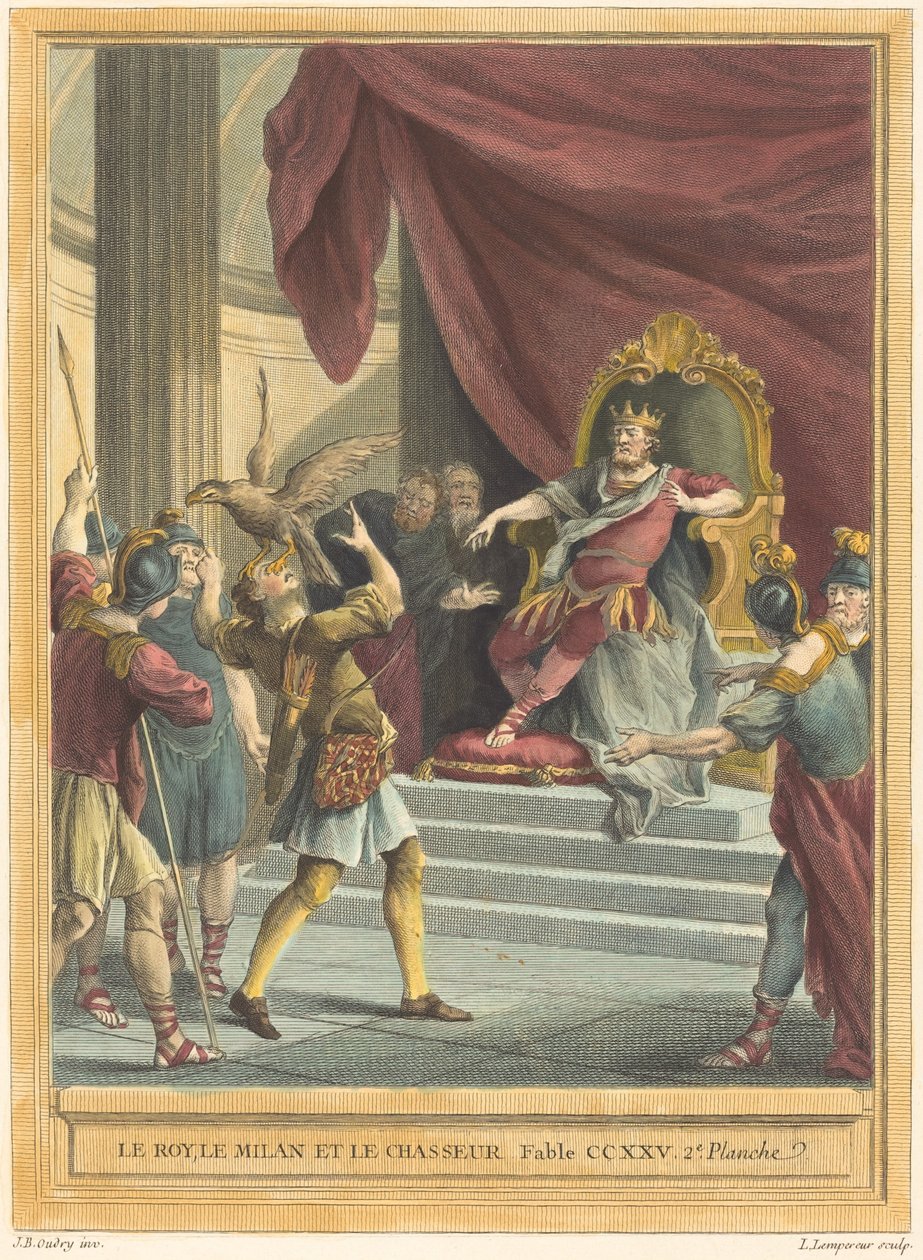 Il re, il nibbio e il cacciatore da Louis Simon Lempereur after Jean Baptiste Oudry
