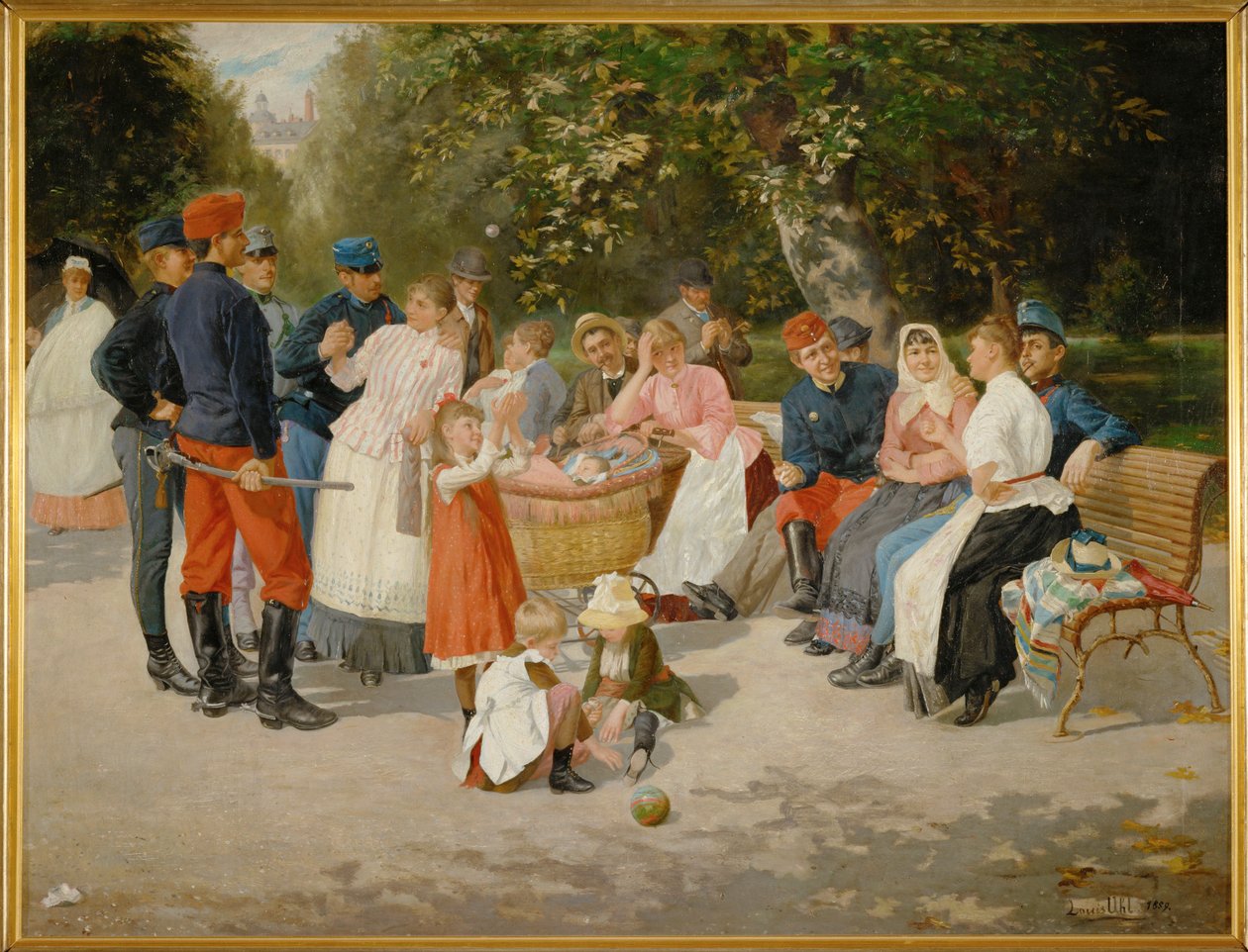 Tate in un parco... (pittura su tela) da Louis Uhl