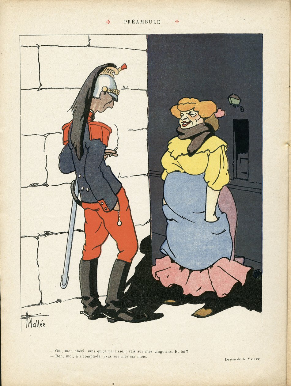 Illustrazione di Louis Vallet (1856-1940) in Le Rire, 02/03/12 - Preludio - Esercito, Prostituzione da Louis Vallet