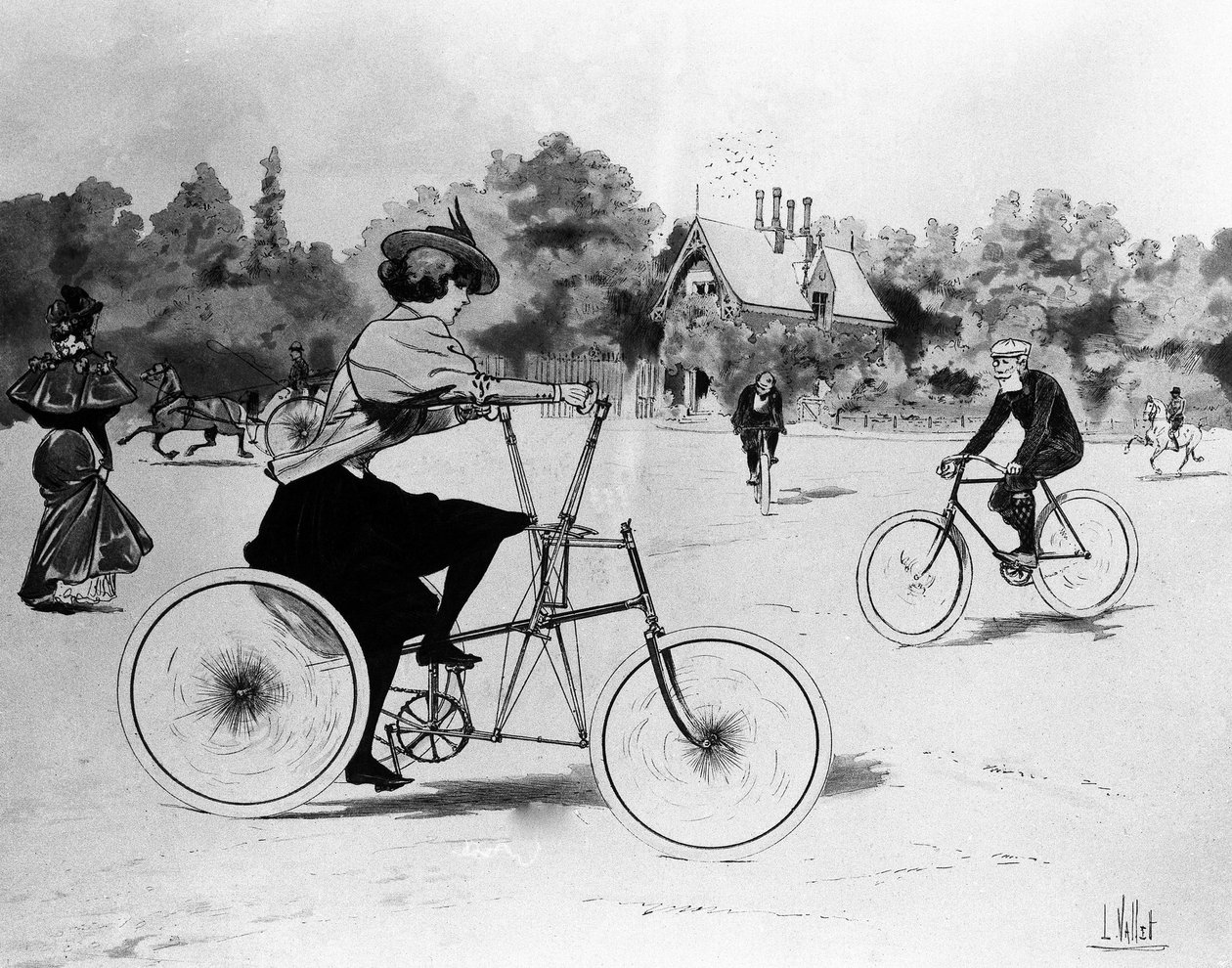 Les Vélocipédistes - di Louis Vallet, Bibl. des Arts deco da Louis Vallet