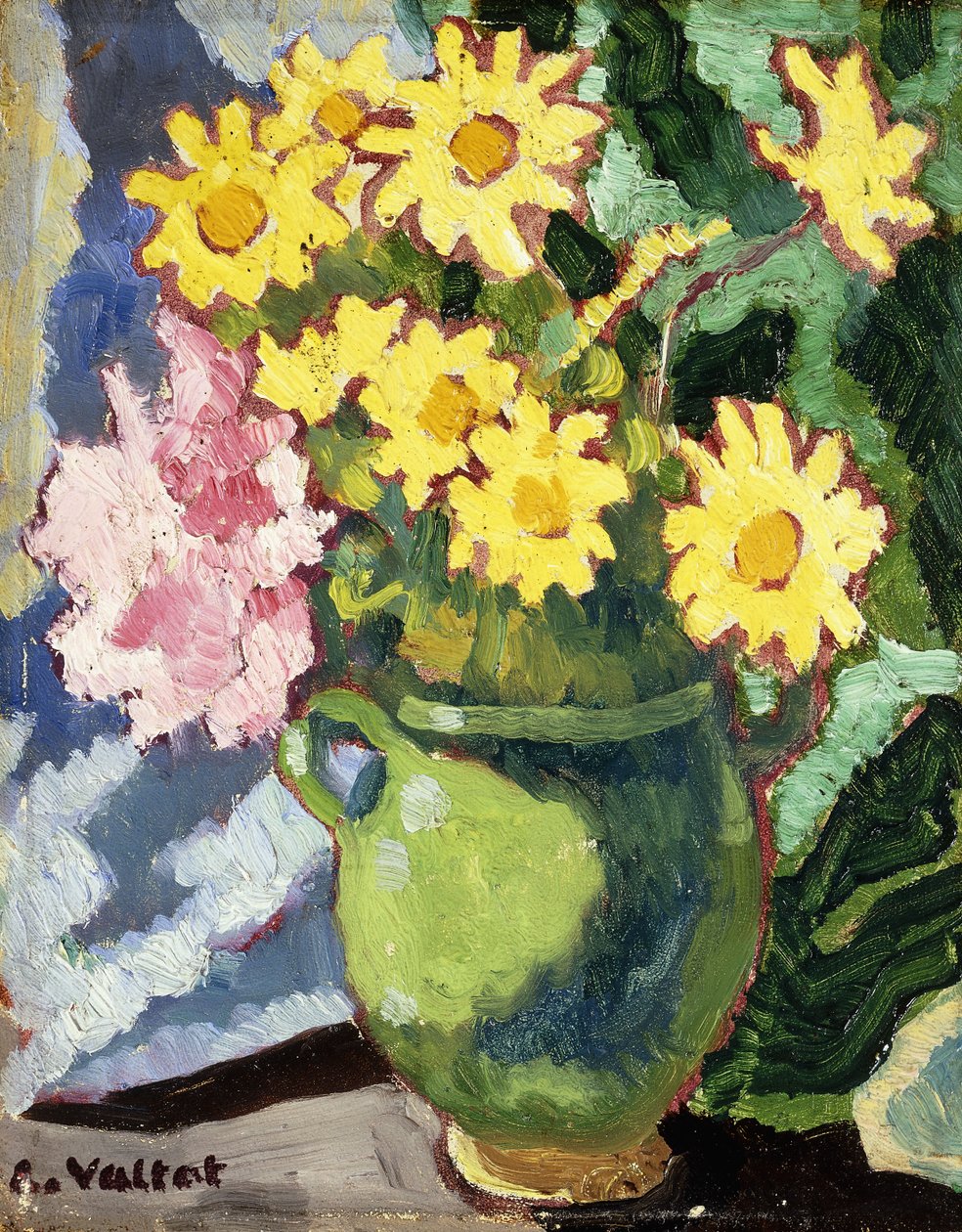 Margherite gialle in una brocca verde da Louis Valtat