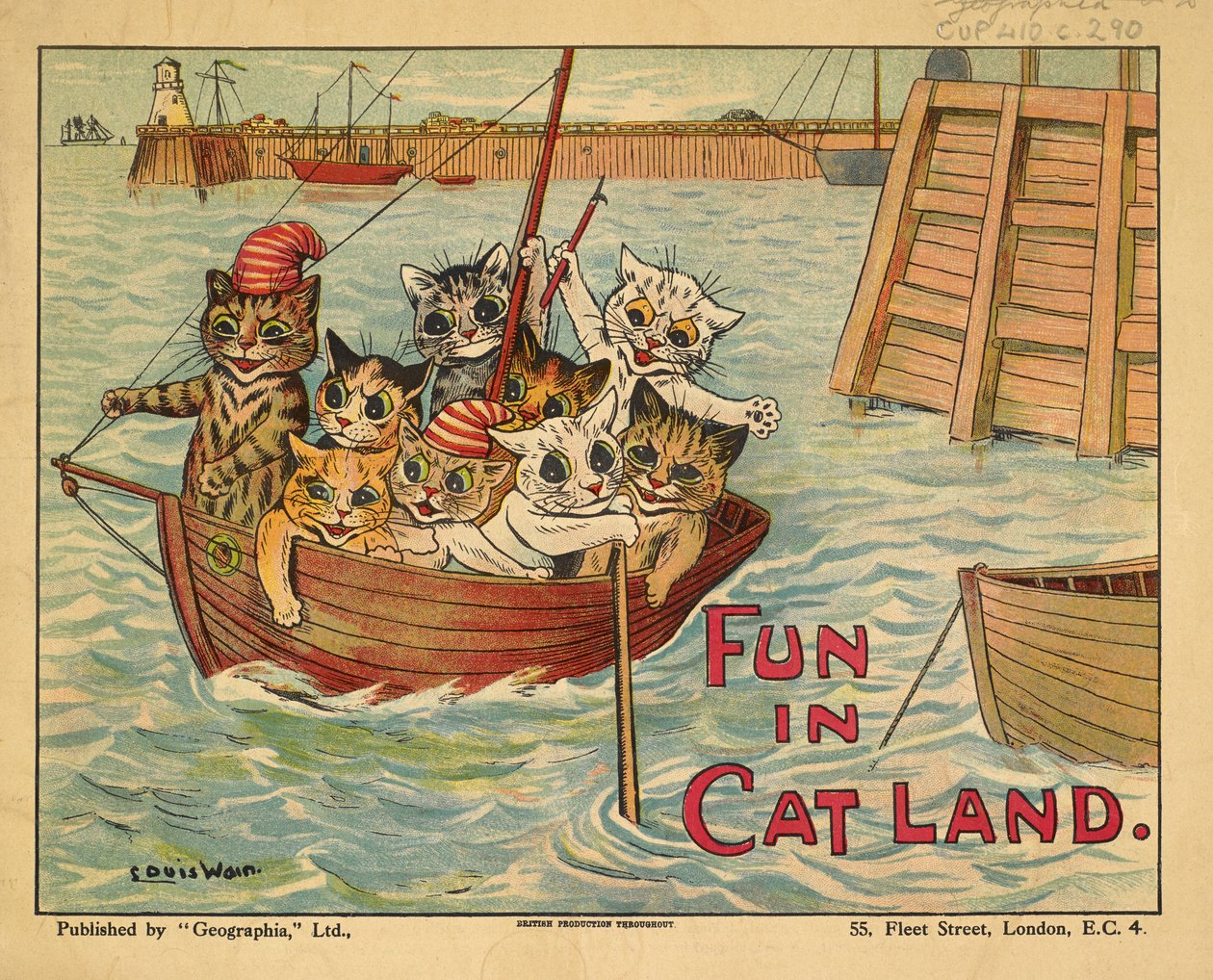 Gatti in una barca da Louis Wain