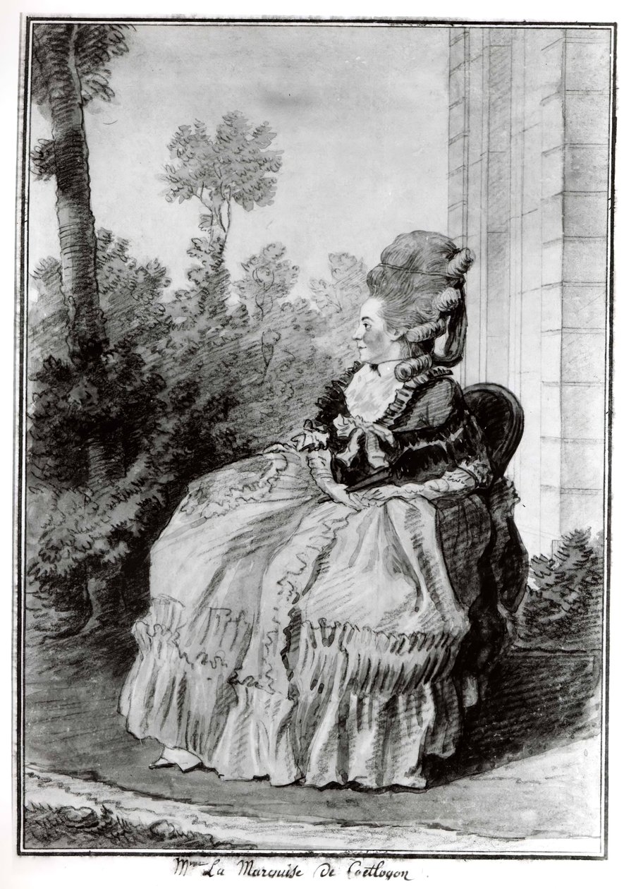 Madame la Marquise de Coëtlogon, ca. 1777 da Louis de Carmontelle