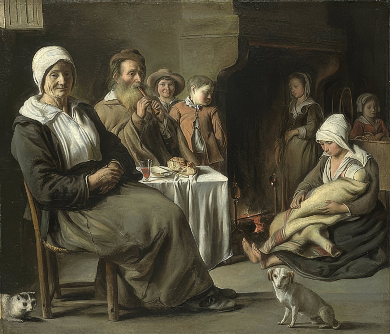 Interno contadino con un vecchio flautista, circa 1642 da Louis le Nain
