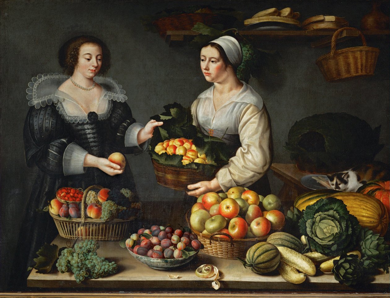 La vendita di frutta e legumi - Il fruttivendolo ... da Louise (circle of) Moillon