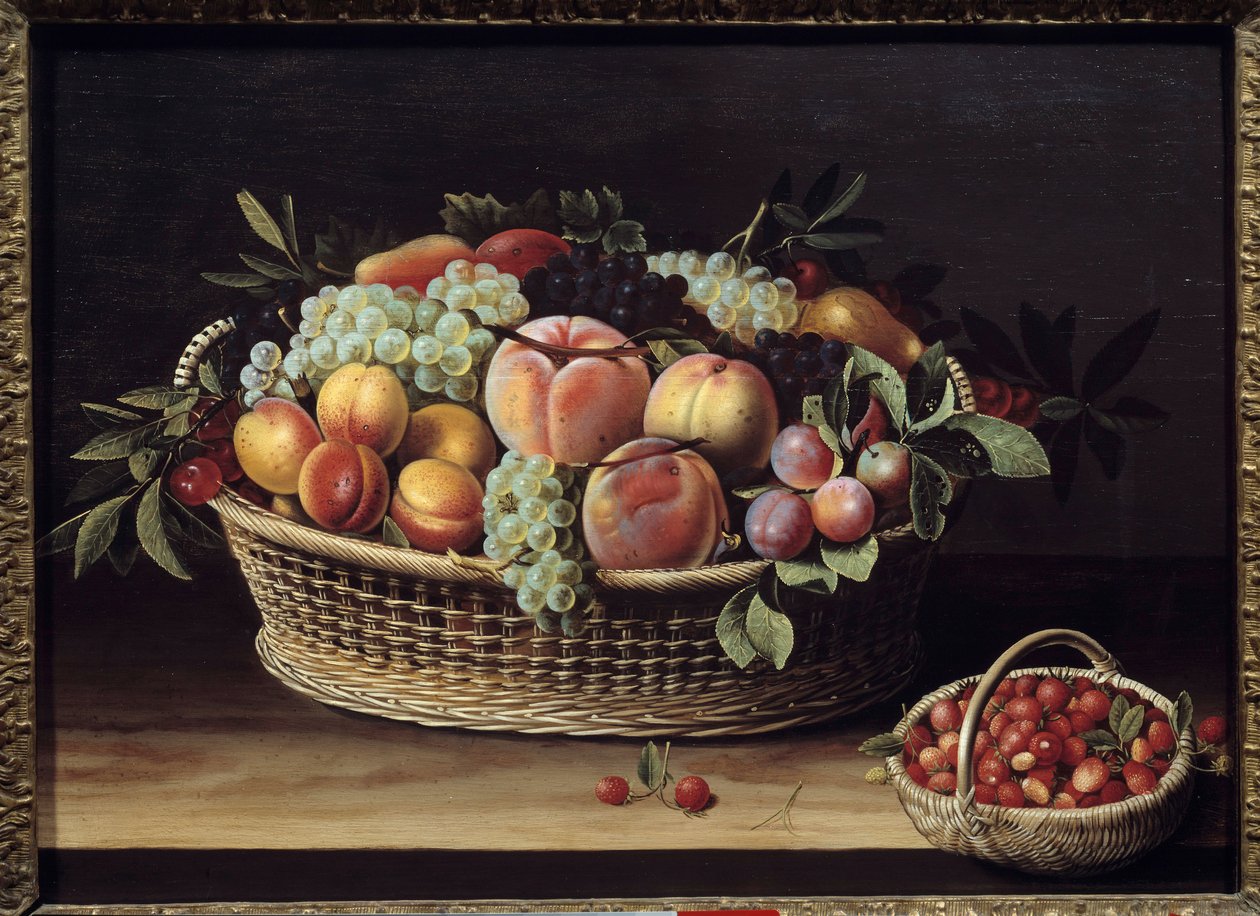 Cesto di frutta e cestini di fragole. Dipinto di Louise Moillon (1610-1696) 1635 Tolosa, Museo degli Agostiniani da Louise Moillon