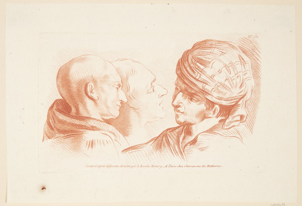 Studio di tre teste di uomo da Louise Rosalie Hémery