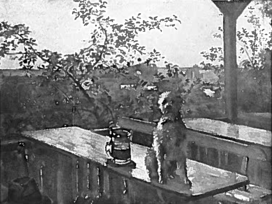 Il cane Hipp su un tavolo da Lovis Corinth