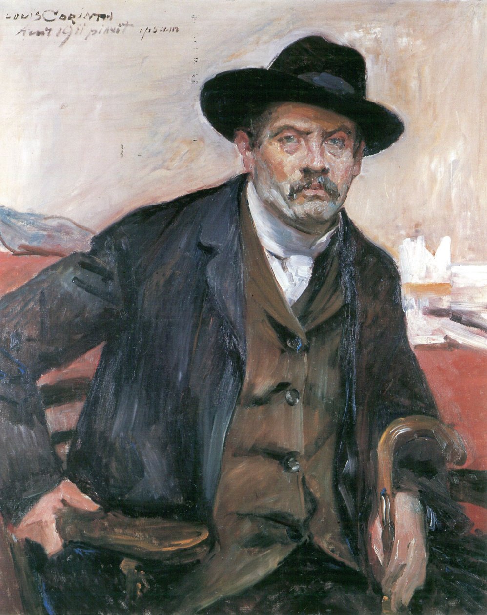 Autoritratto con cappello nero e bastone da Lovis Corinth