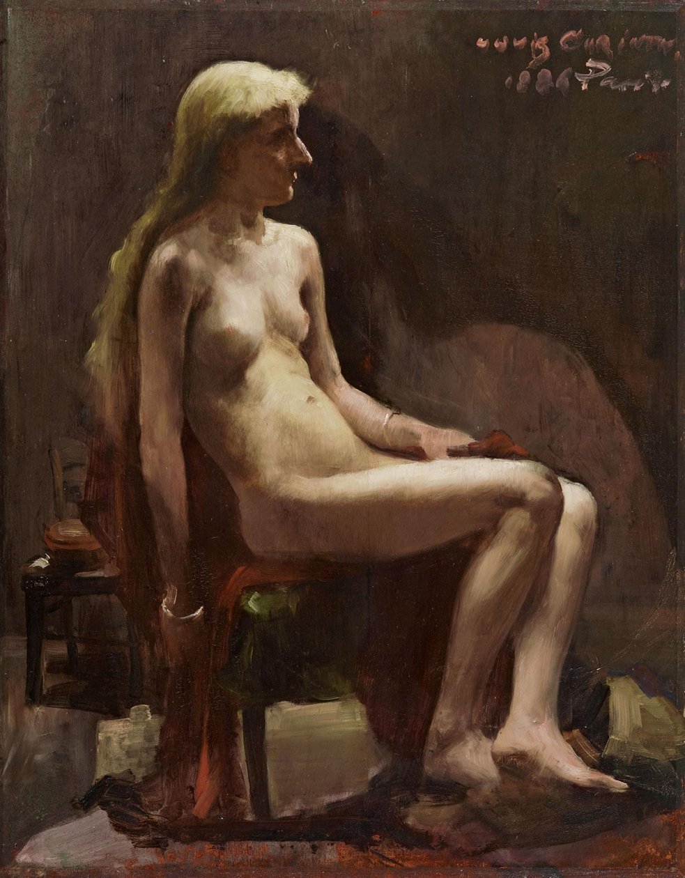 Nudo femminile seduto da Lovis Corinth
