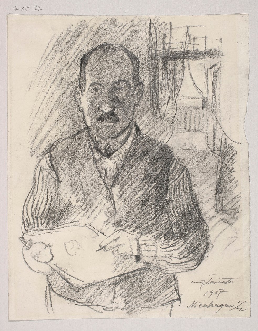 Autoritratto; sul retro: Schizzo di paesaggio da Lovis Corinth