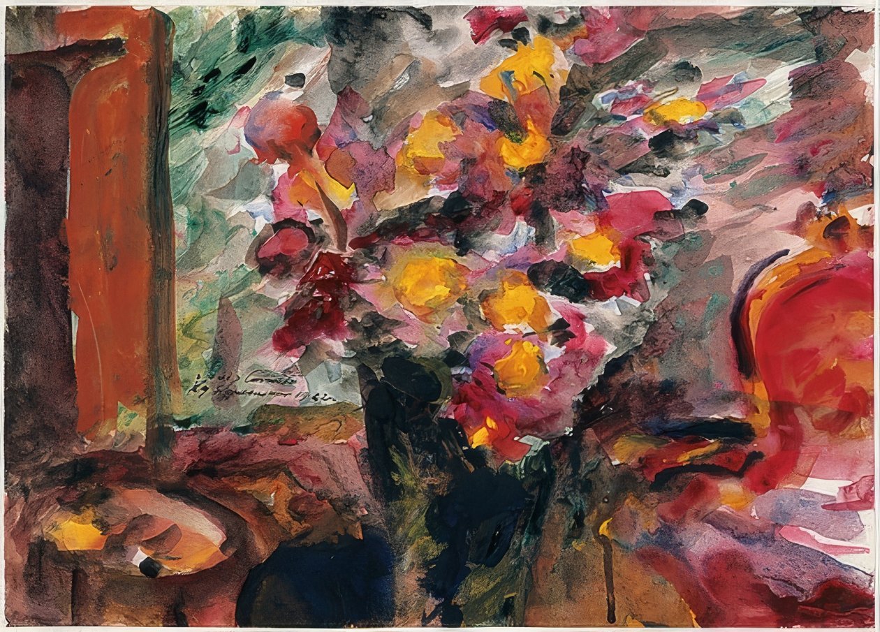 Vaso di fiori su un tavolo. 1922 da Lovis Corinth