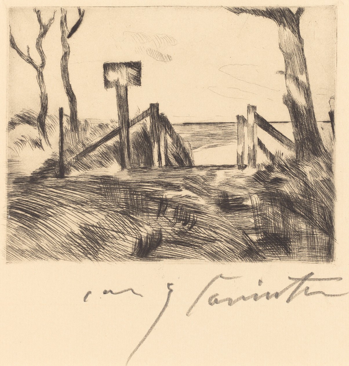 Ponte con segnale, 1916 da Lovis Corinth