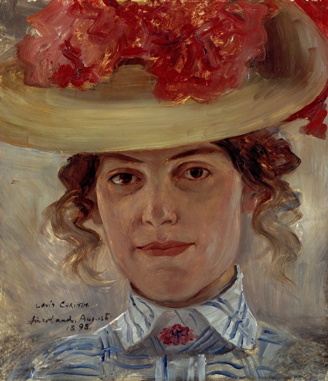 La signora Halbe con il cappello di paglia da Lovis Corinth