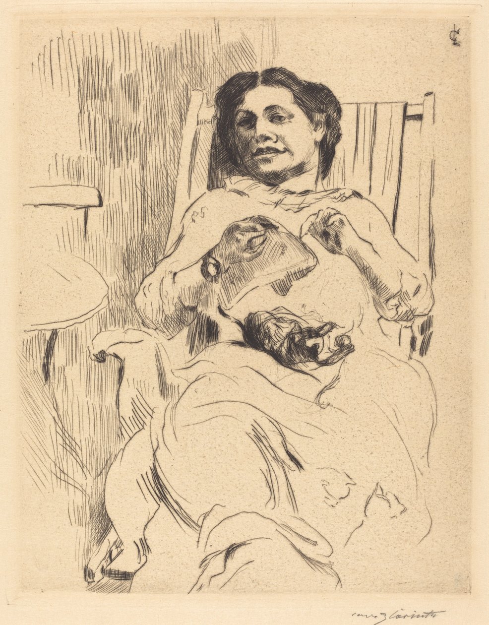 Donna con ricamo da Lovis Corinth