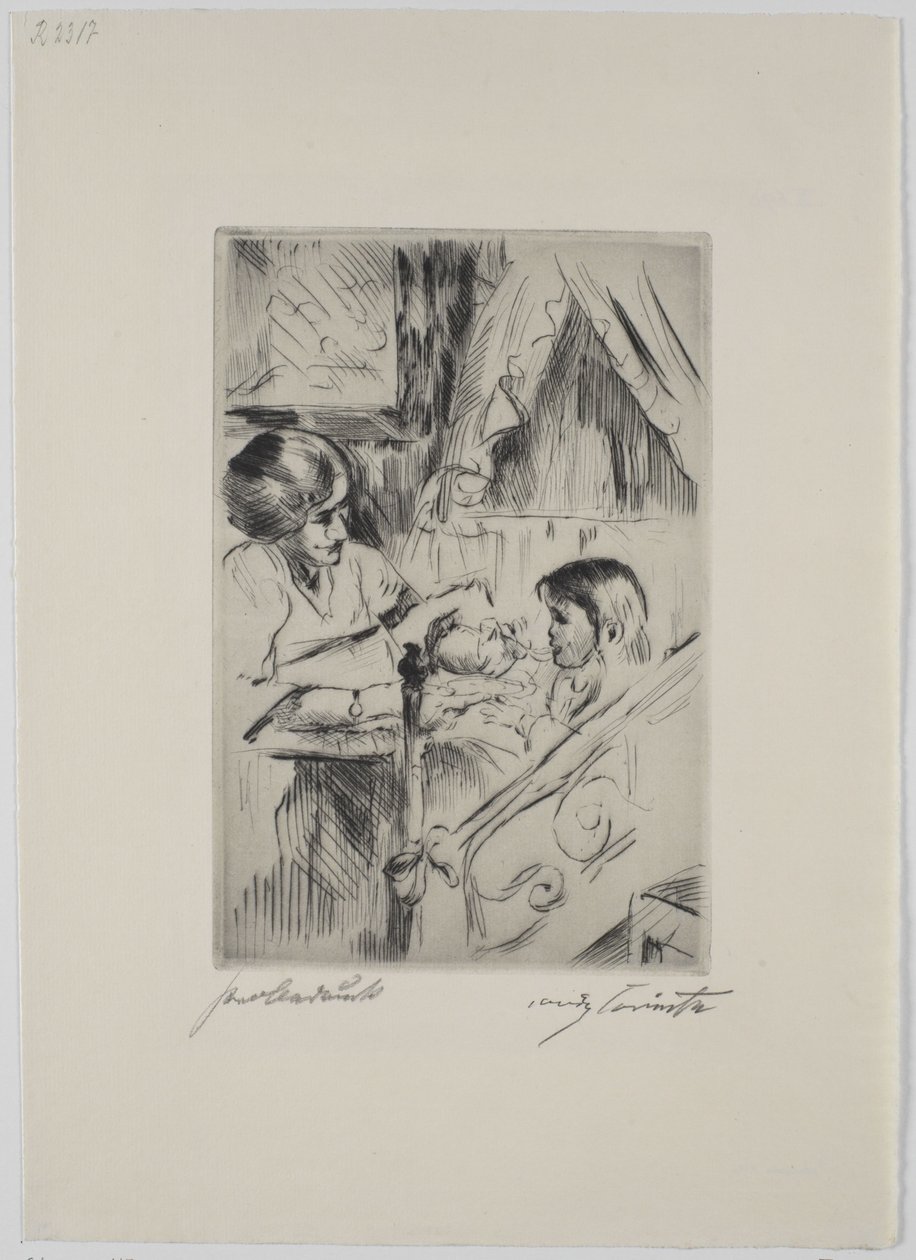 Bambino a letto e mamma da Lovis Corinth