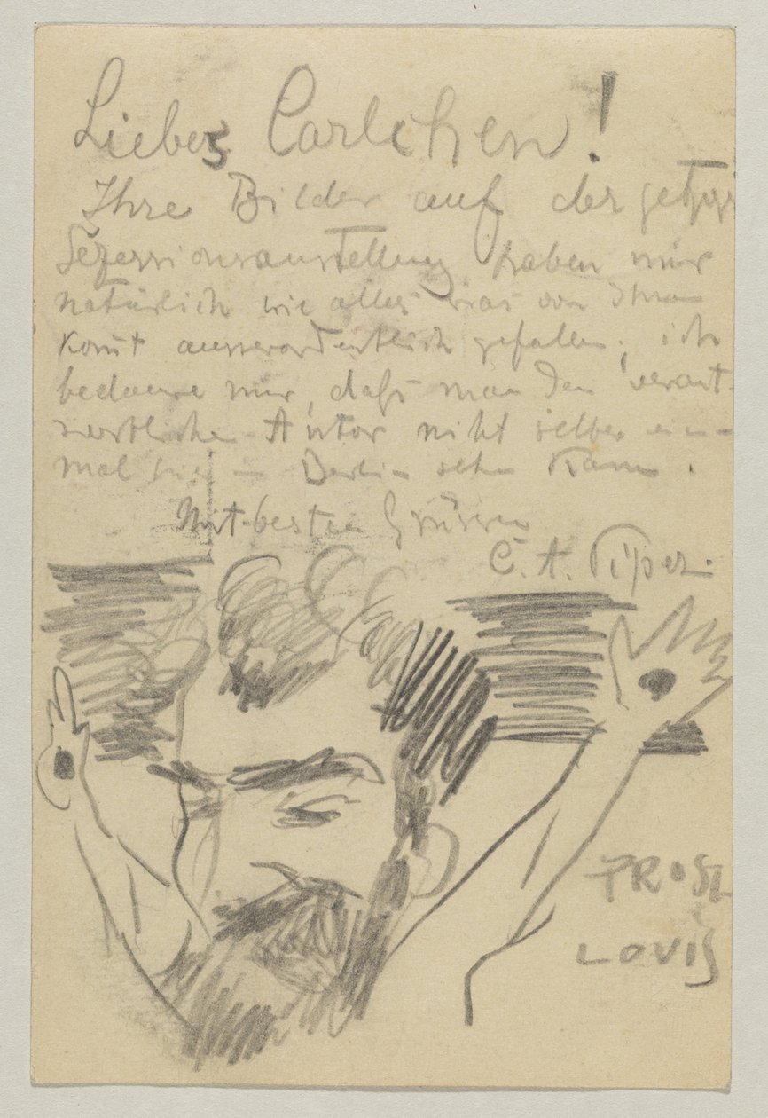Lovis Corinth a Carl Strathmann: Cartolina, timbro postale 16 gennaio 1903 da Lovis Corinth