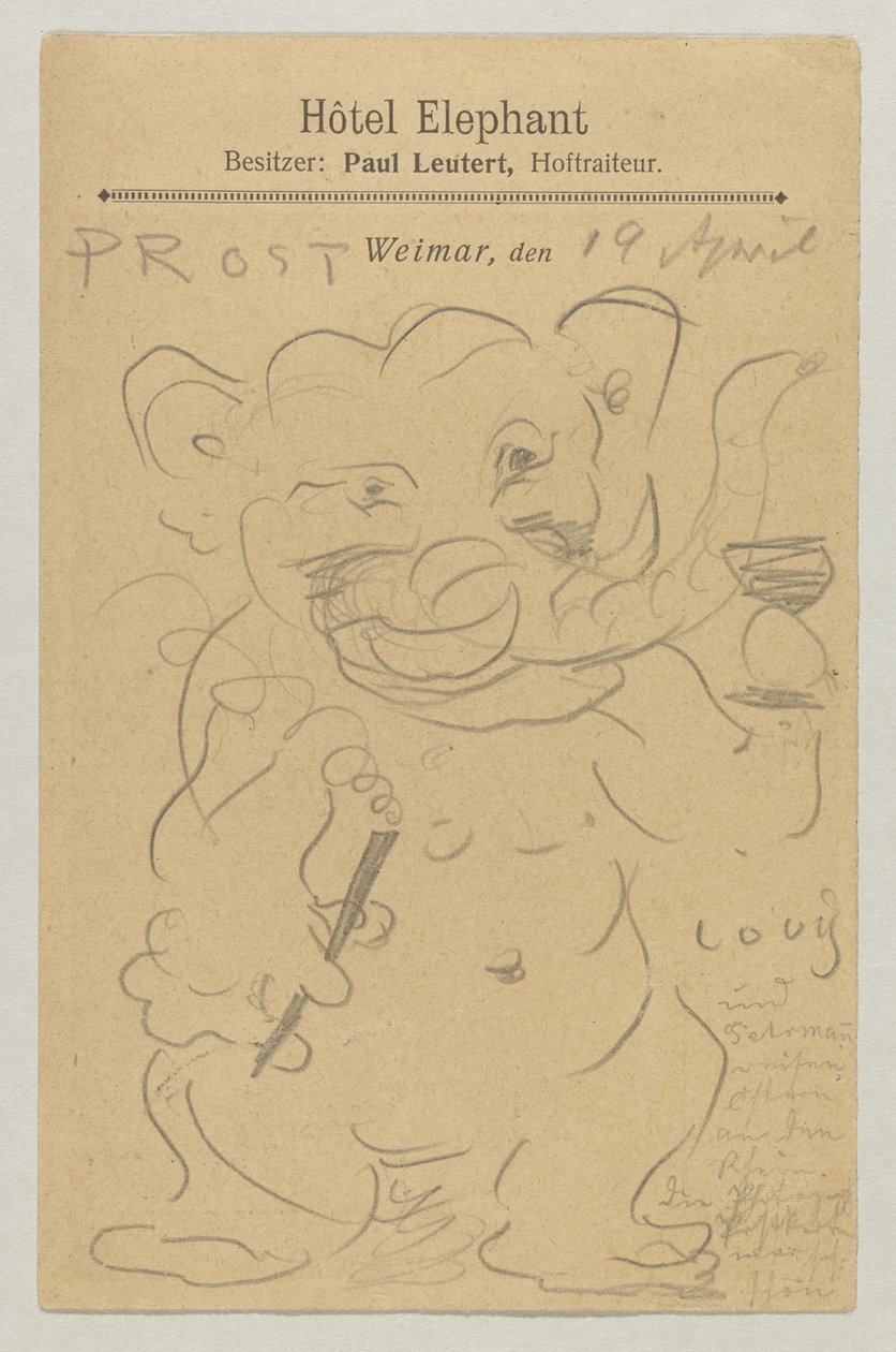 Lovis Corinth a Carl Strathmann: Cartolina, timbro postale 20 aprile 1905 da Lovis Corinth