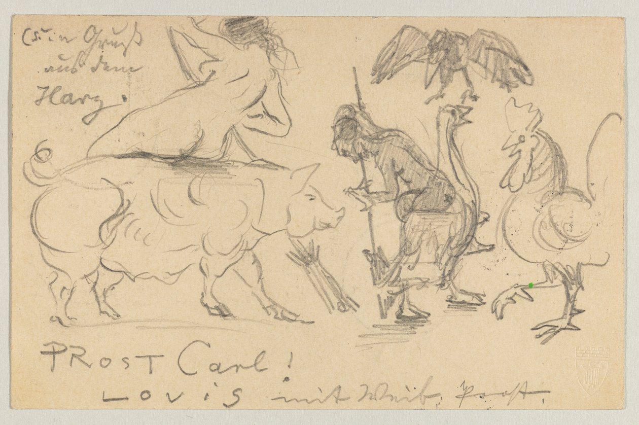 Cartolina, timbro postale 21 luglio 1905 da Lovis Corinth