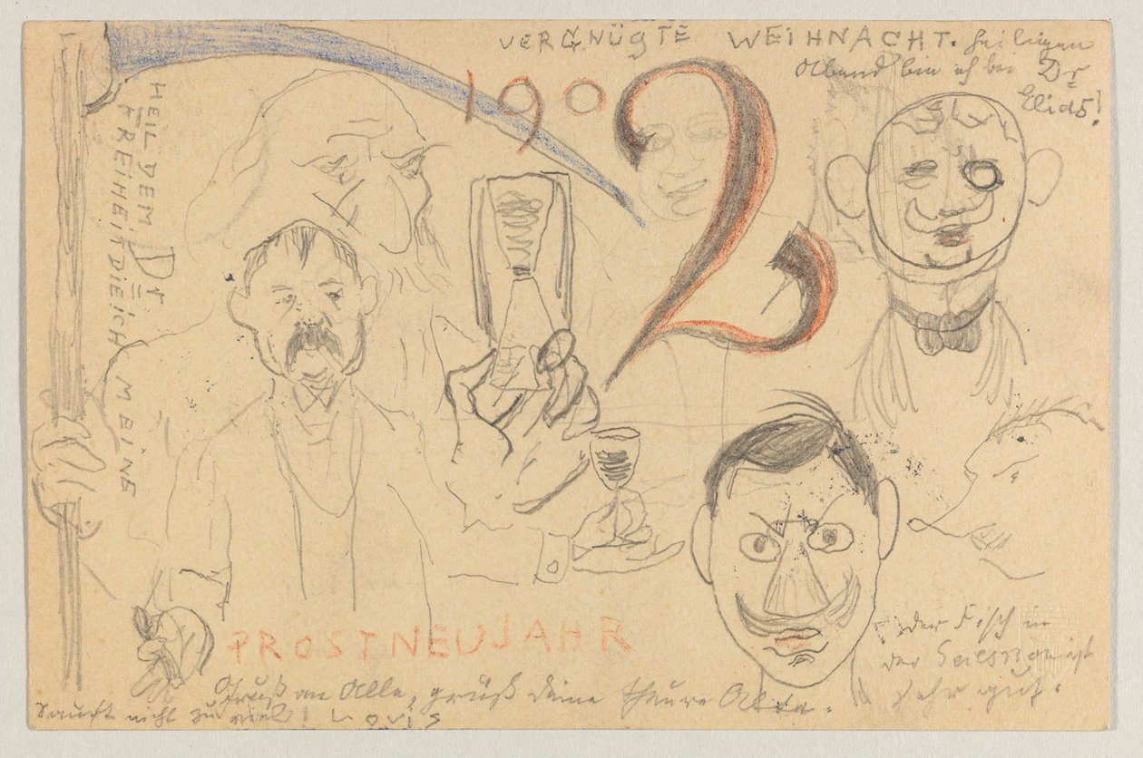 Lovis Corinth a Carl Strathmann: Cartolina, timbro postale 24 dicembre 1901 da Lovis Corinth