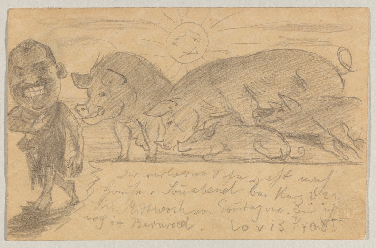 Lovis Corinth a Carl Strathmann: Cartolina, timbro postale 25 agosto 1899 da Lovis Corinth