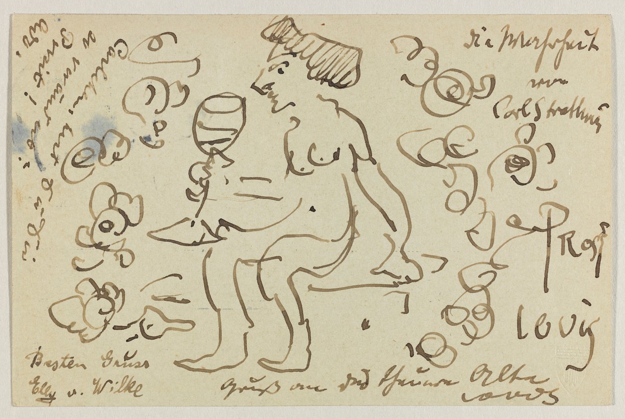 Lovis Corinth a Carl Strathmann: Cartolina, timbro postale 8 marzo 1906 da Lovis Corinth
