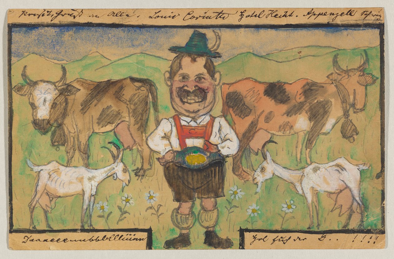 Lovis Corinth a Carl Strathmann: cartolina, timbro postale del 9 maggio 1895 (Appenzell) da Lovis Corinth