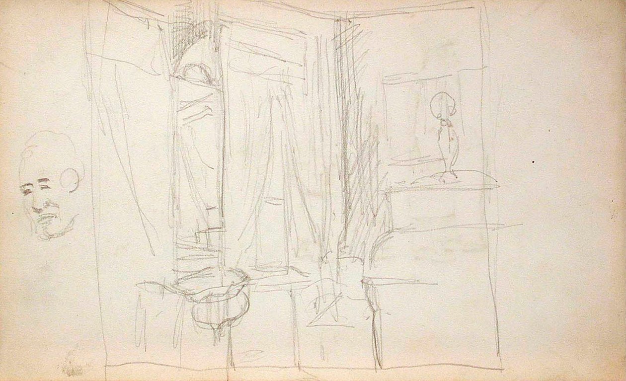 Uomo che guida bambini (recto), interno (verso) da Lovis Corinth