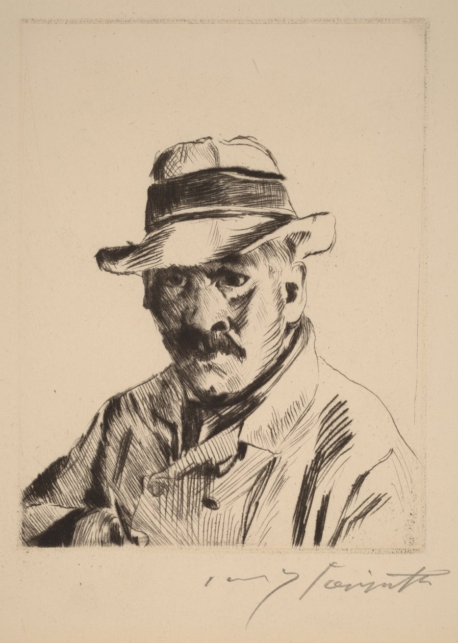 Autoritratto con cappello di paglia, a mezzo busto da Lovis Corinth