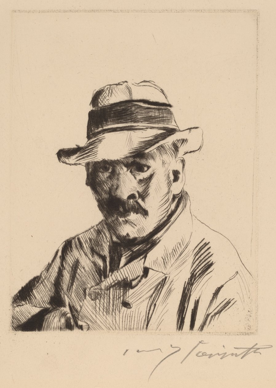 Autoritratto con cappello di paglia, busto da Lovis Corinth
