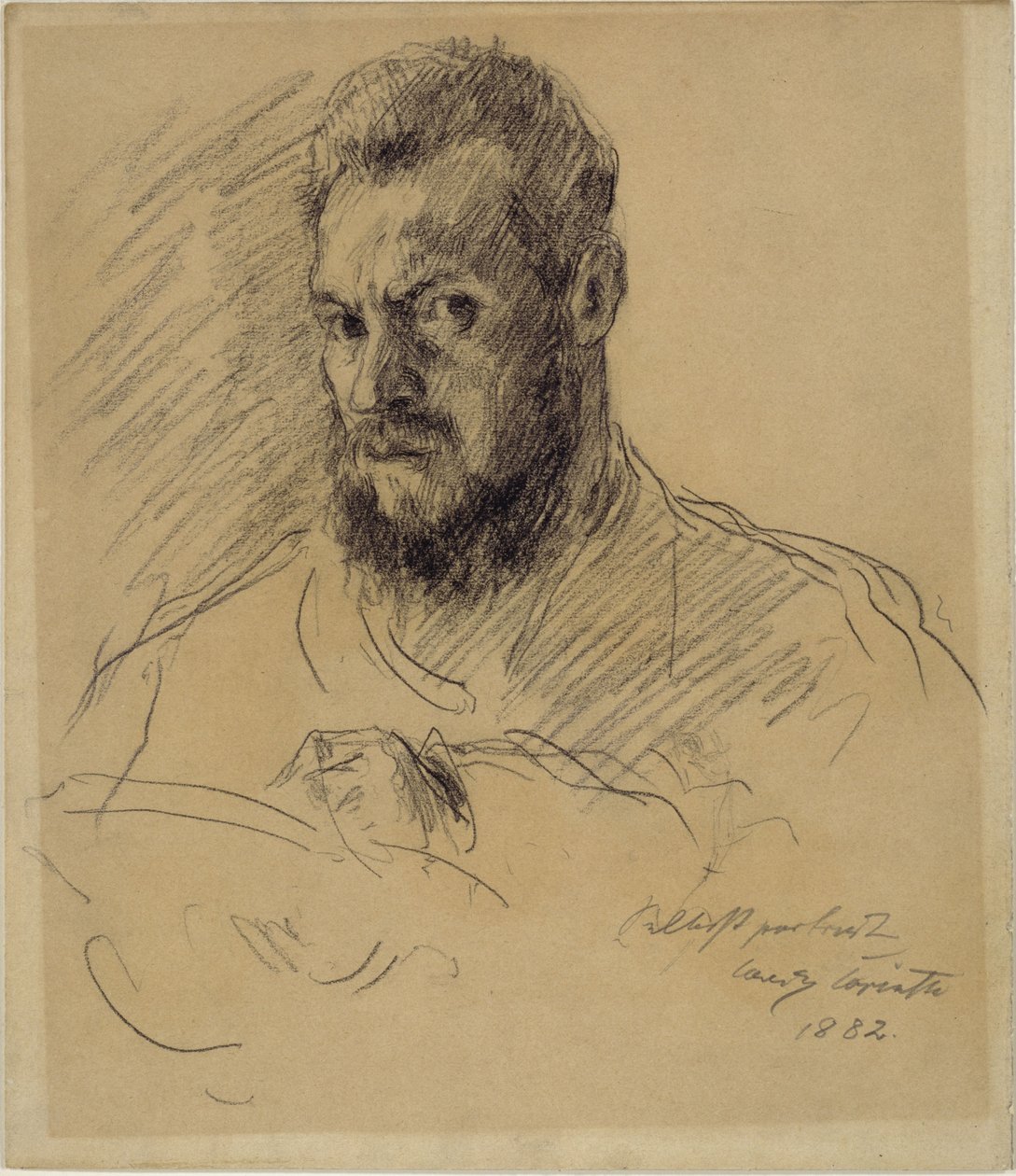 Autoritratto con barba folta, intento a disegnare da Lovis Corinth
