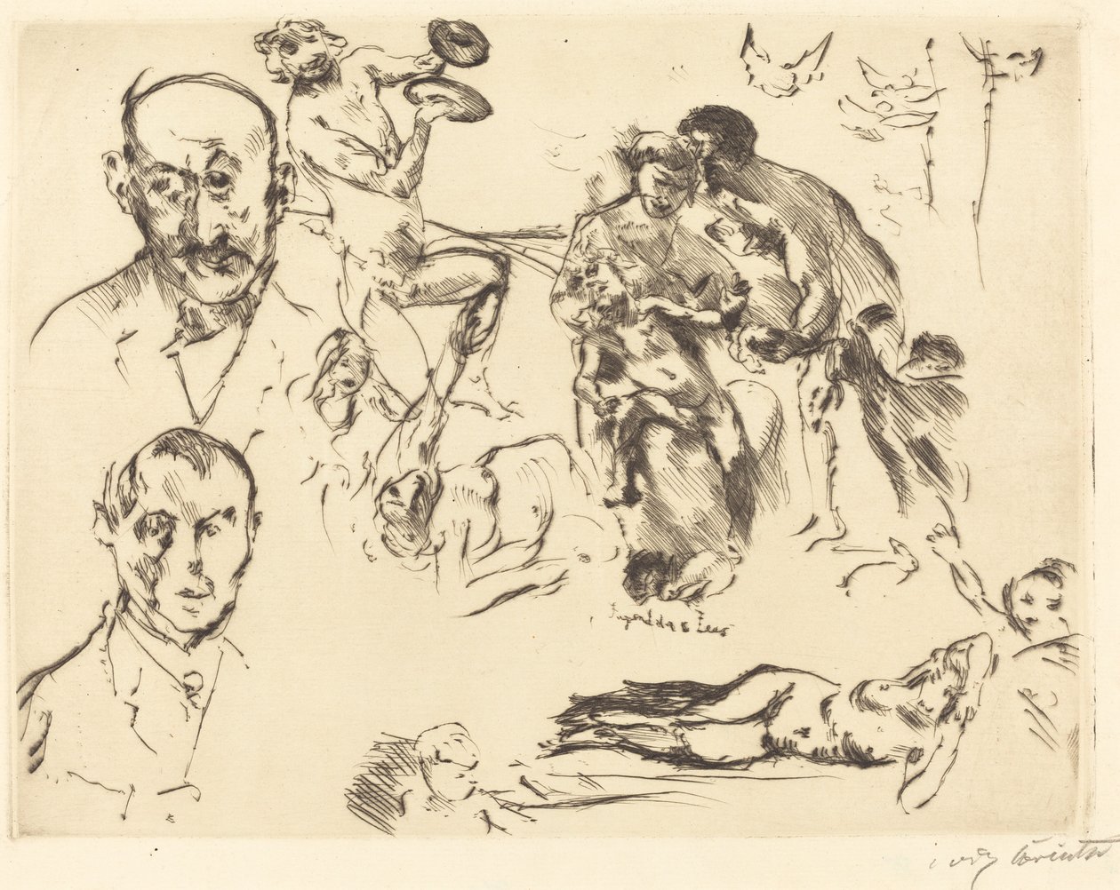 Schizzi di Uomini, incluso Max Liebermann da Lovis Corinth
