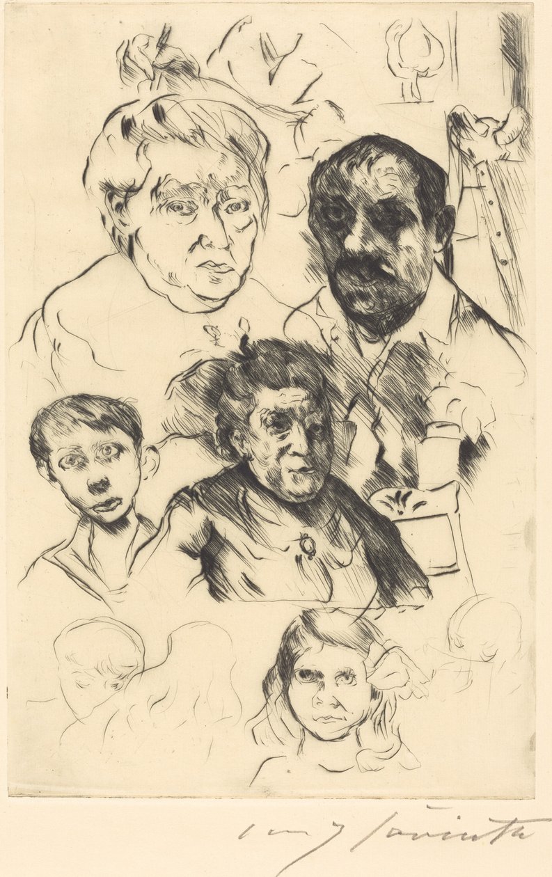 Verschiedene Köpfe und Selbstbildnis Teste Assortite e Autoritratto, 1915 da Lovis Corinth