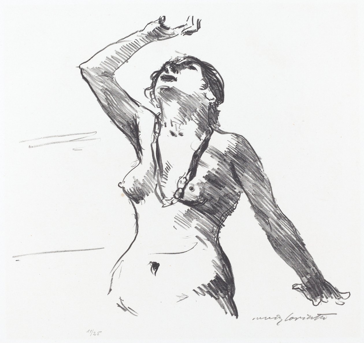 Nudo femminile che si difende da Lovis Corinth