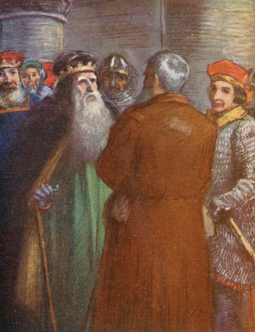 Illustrazione per le storie di Guy di Warwick (litografia a colori) da Lowes Dalbiac Luard