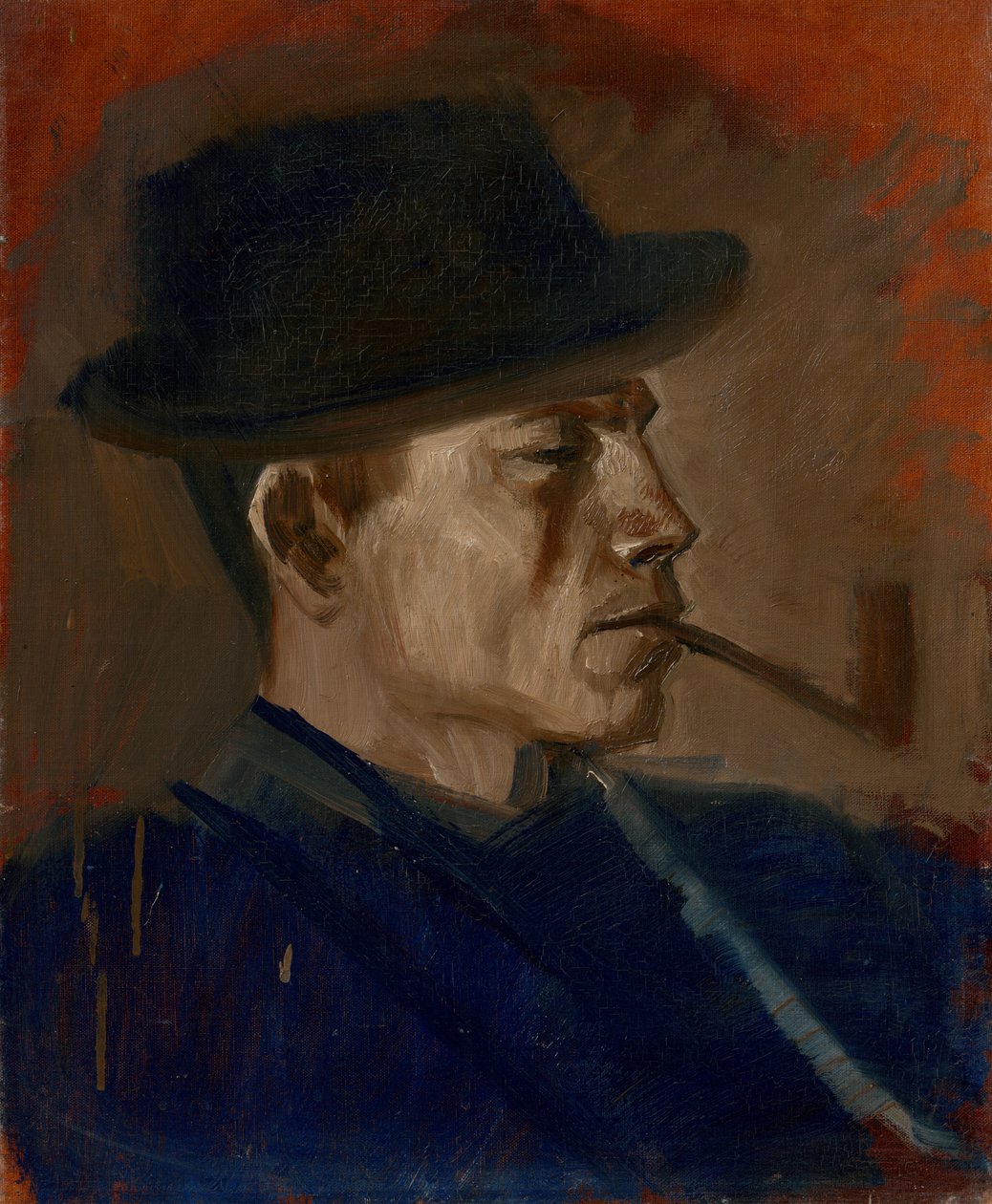 Uomo in blu che fuma da Laszlo Mednyanszky