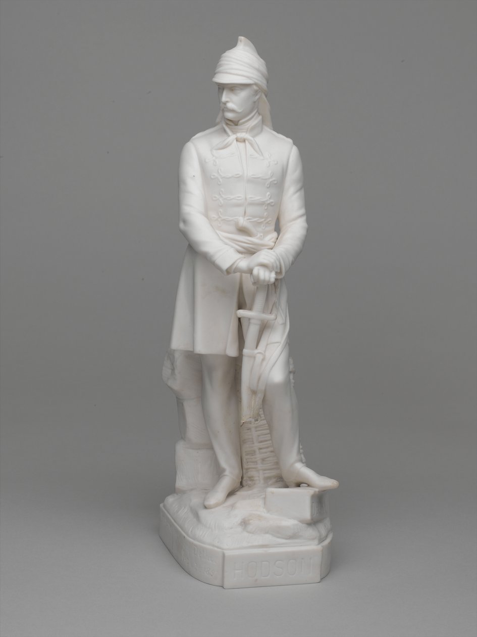 Statuetta in porcellana di Parian del Tenente (poi Maggiore) William Hodson da Ltd Mintons