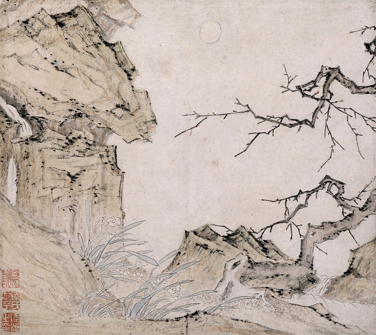 Narciso, albero di prugne in un paesaggio da Lu Zhi