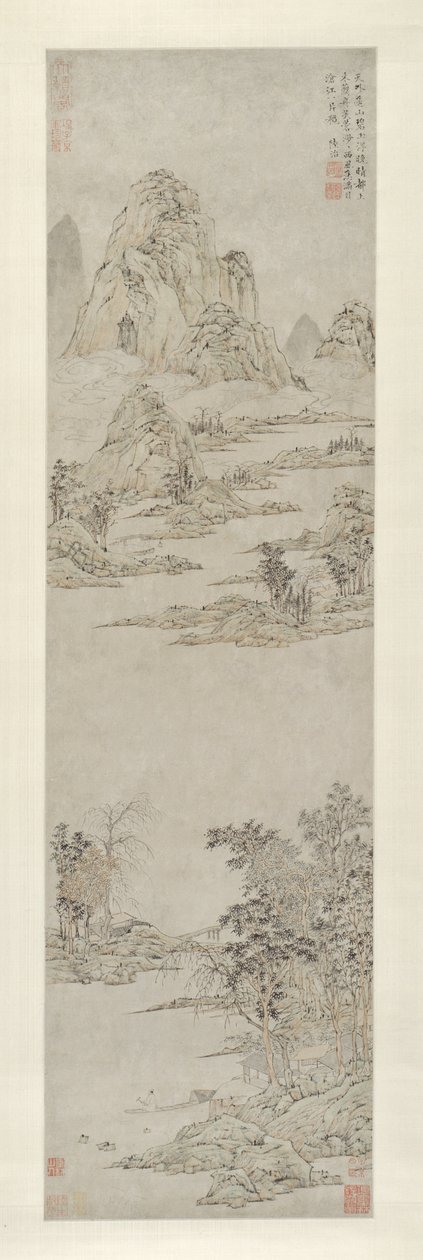 Remare sotto Cieli Autunnali Sereni (Montagne Distanti) da Lu Zhi