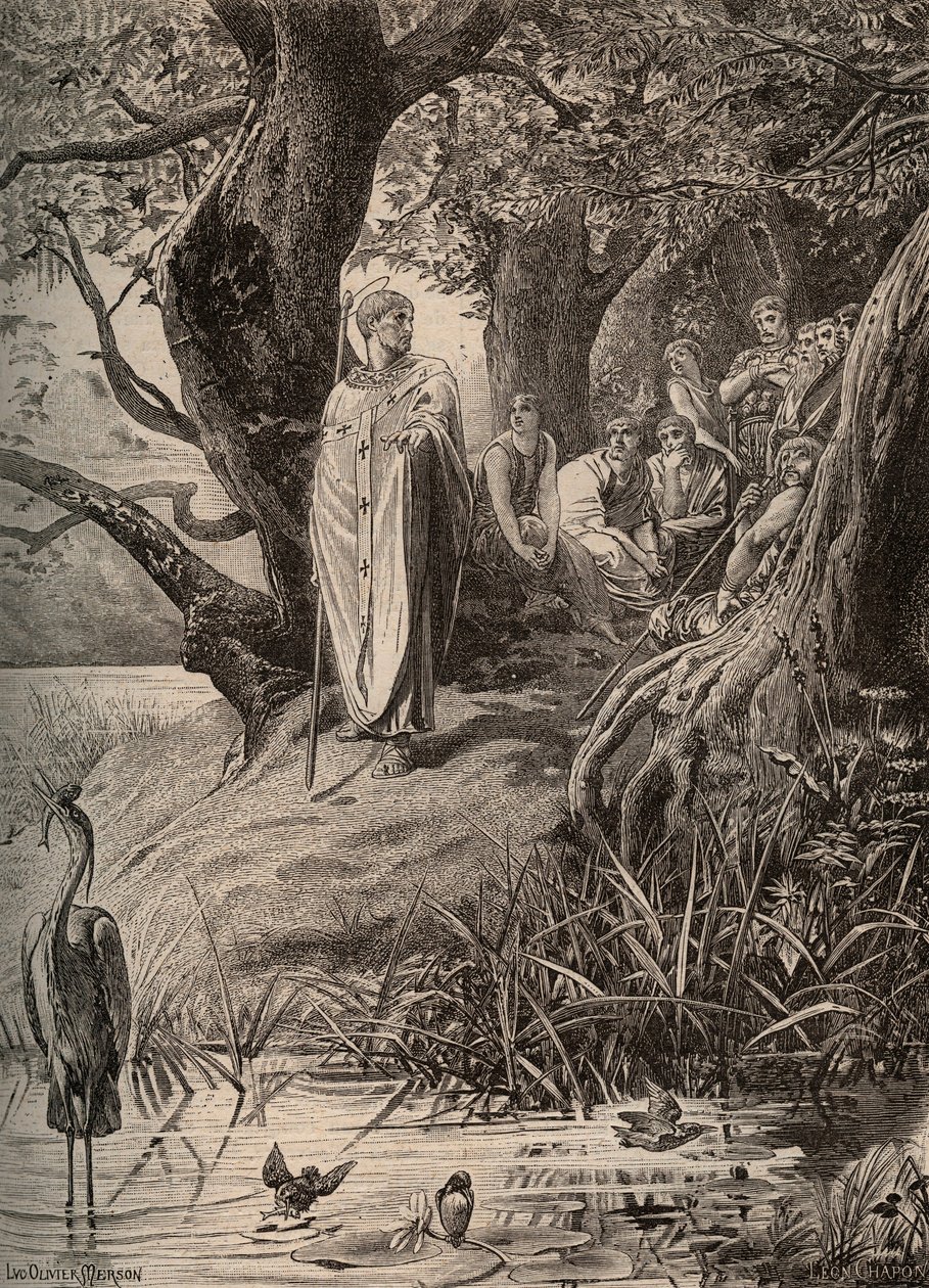 Apologo degli uccelli pescatori, raccontato da San Martino agli abitanti delle rive della Loira - incisione di Luc Olivier Merson da Luc Oliver Merson