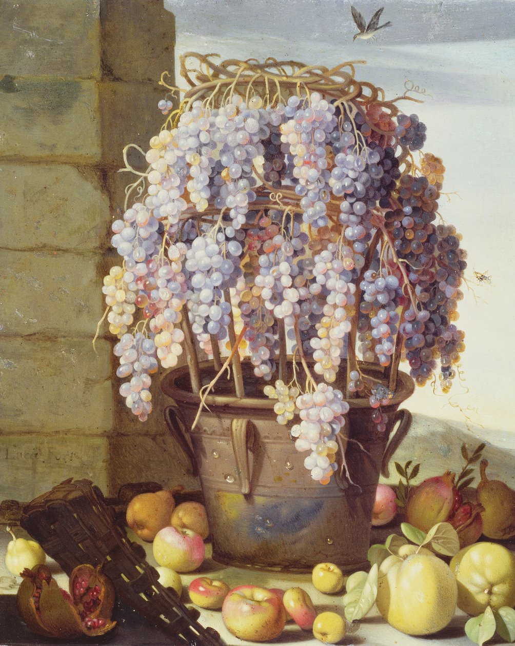 Natura morta di frutta e uva da Luca Forte